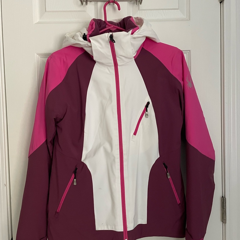 Spyder Women's Pink and White Ski Jacket